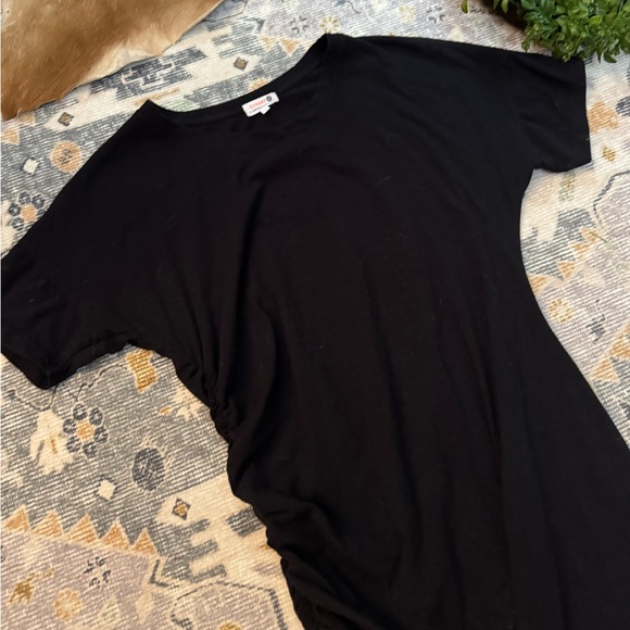 SUNDRY ANTHROPOLOGIE Black Ruched Short Sleeve
Cotton Shirt Dress - Picture 7 of 9